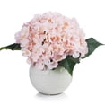 thumbnail image 1 of Enova Home Artificial Silk Hydrangea Faux Flowers Arrangement in Round Ceramic Pot for Home Office Wedding Decoration (Blush), 1 of 4