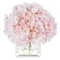 thumbnail image 1 of Enova Home Artificial Silk Hydrangea in Cube Glass Vase with Faux Water, Fake Flower Arrangement for Home Office Wedding Decoration (Pink), 1 of 4