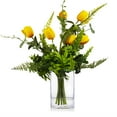 thumbnail image 1 of Enova Home Artificial Silk Tulip Flowers and Mixed Greenery Arrangement in Clear Glass Vase with Faux Water (Yellow), 1 of 3