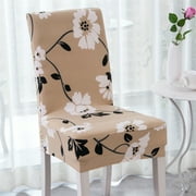 Enova Home Floral Leaf Print Dining Chair Covers Spandex Stretch Washable Removable Dining Chair Slipcover for Home Dining Room Wedding Decor Set of 2, Jasmine Flower