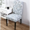 thumbnail image 1 of Enova Home Floral Leaf Print Dining Chair Covers Spandex Stretch Washable Removable Dining Chair Slipcover for Home Dining Room Wedding Decor (Set of 1, Light Blue), 1 of 6