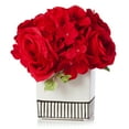 thumbnail image 1 of Enova Home Mixed Artificial Hydrangea and Rose Silk Flowers Arrangement in White Ceramic Pot (Red), 1 of 2