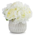 thumbnail image 1 of Enova Home Mixed Artificial Silk Hydrangea and Roses Faux Flowers Arrangement in Ceramic Pot for Home Office Wedding Decoration (Cream), 1 of 4