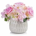 thumbnail image 1 of Enova Home Mixed Artificial Silk Hydrangea and Roses Faux Flowers Arrangement in Ceramic Pot for Home Office Wedding Decoration (Pink), 1 of 4