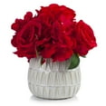 thumbnail image 1 of Enova Home Mixed Artificial Silk Hydrangea and Roses Faux Flowers Arrangement in Ceramic Pot for Home Office Wedding Decoration (Red), 1 of 4