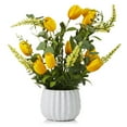 thumbnail image 1 of Enova Home  Artificial Mixed Silk Tulips Fake Flowers in White Ceramic Pot for Home Office Wedding Decoration - N/A Yellow, 1 of 5