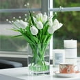 thumbnail image 1 of Enova Home  Mixed Real Touch Tulip and Star Grasses Artificial Flowers Arrangement in Rectangular Glass Vase for Home Decór, 1 of 4