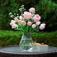 thumbnail image 1 of Enova Home Mixed Rose and Tulip Flower Arrangement in Clear Glass Vase with Acrylic Water for Home Wedding Decoration Pink, 1 of 5
