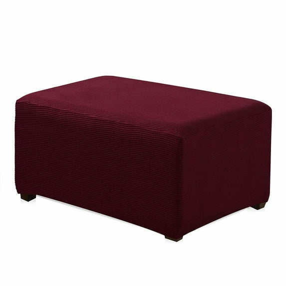 Enova Home Ottoman Solid Print Polyester and Spandex Slipcovers, Red