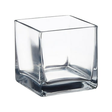 Enova Home Square Shape Clear Glass Vase 5.0" W x 5.0" H