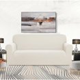 thumbnail image 1 of Enova Home  Ultra Soft Rhombus Jacquard Polyester Spandex Fabric Box Cushion Loveseat Slipcover Ivory, 1 of 5