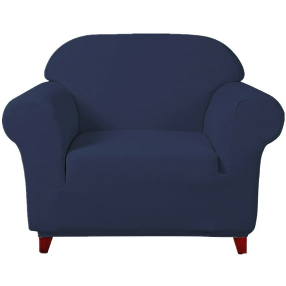 Enova Home Ultra Soft Stretch Fabric One Seater Chair Armchair Slipcovers Removable Anti-Dirty Fitted Furniture Protector (Dark Blue)