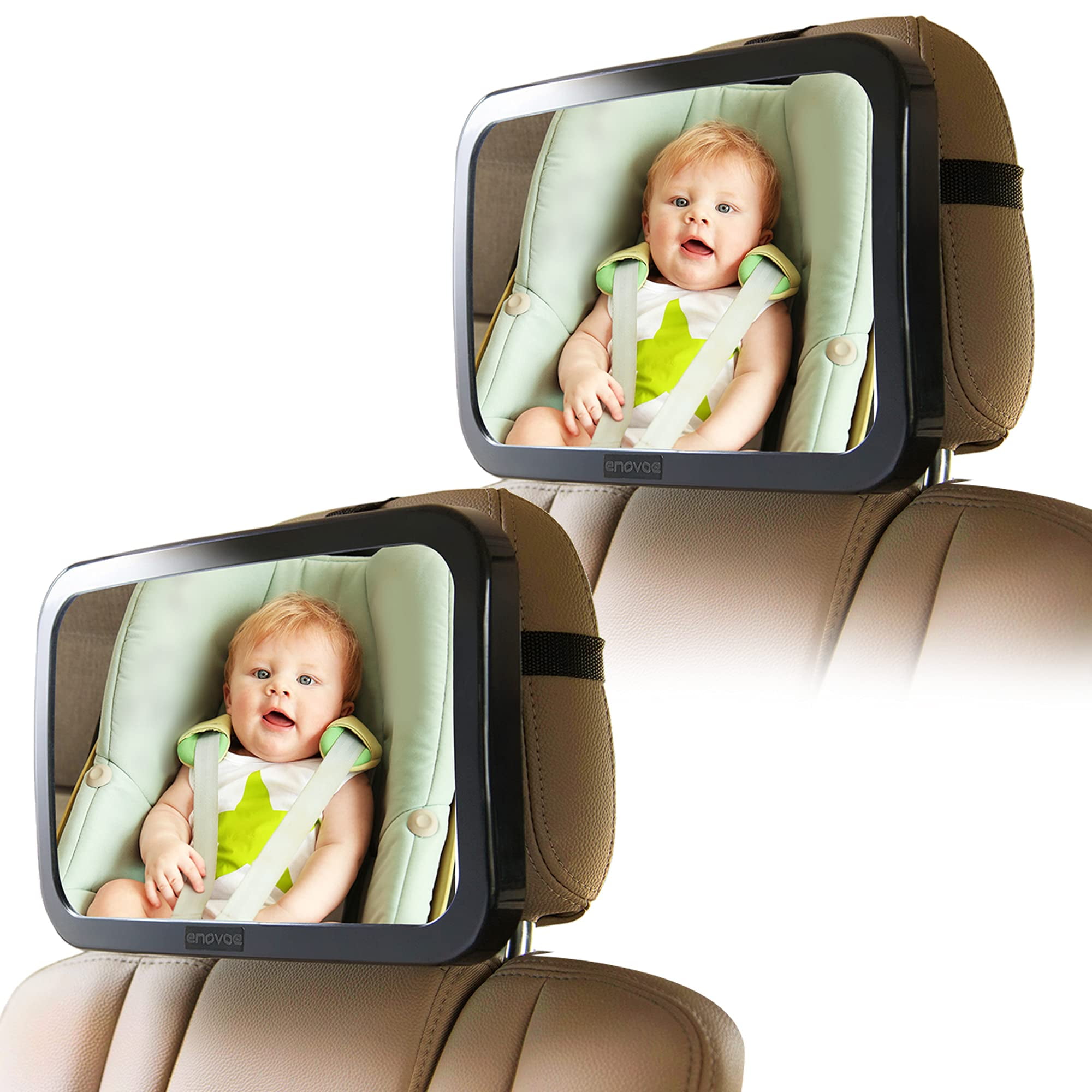 Enovoe 2 Pack Mirror for Baby Car Seat Rear Facing Wide Convex