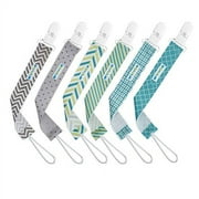 Pacifier Clip by Enovoe - 6 Pack of Pacifier Clips - Stylish Teething Ring Pacifier Holder for Baby Boys and Girls
