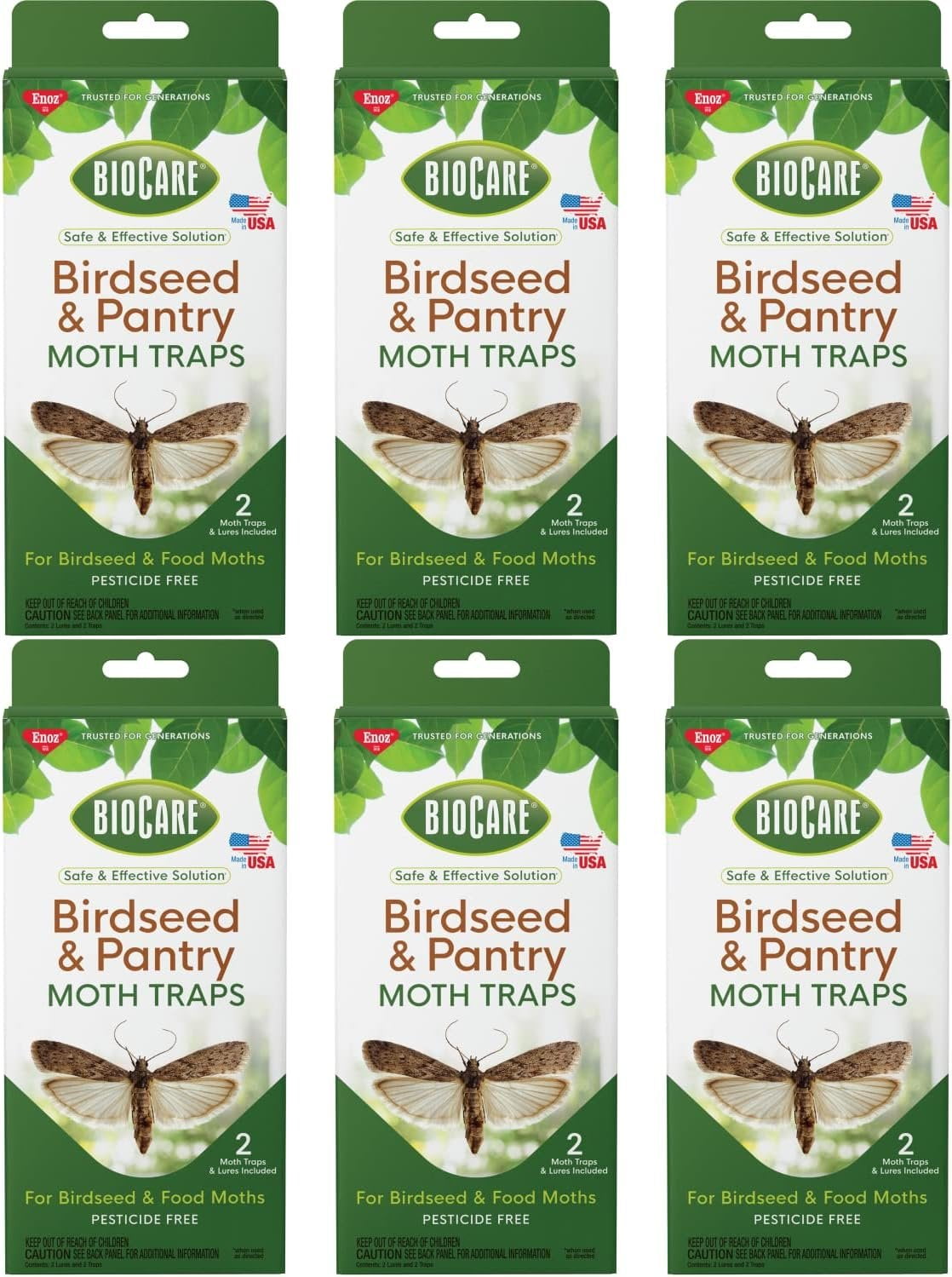 Enoz BioCare Birdseed and Pantry Moth Trap 2 Traps with Pheromone Lures Pack of 6 Attracts