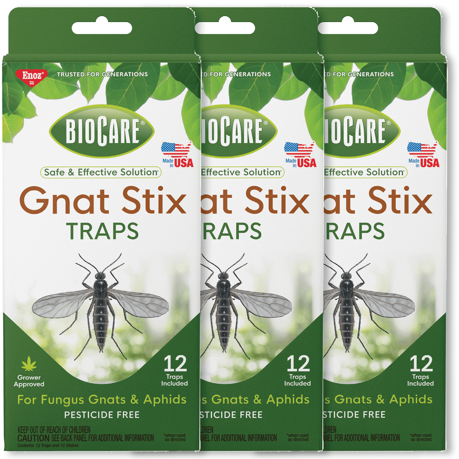 Enoz BioCare Gnat Stix Traps - 12 Pack