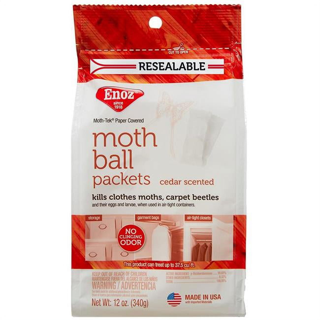 Enoz E212.6T 12 oz Cedar Scented Moth Ball Packets, Black