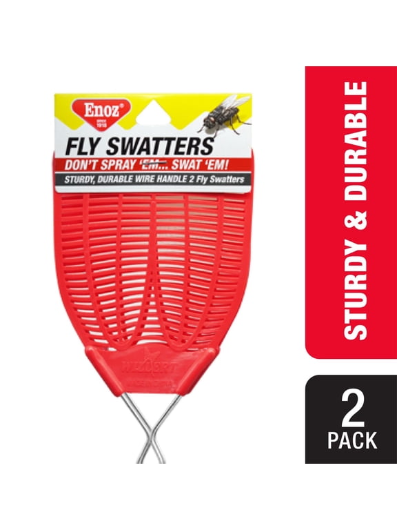 Fly Swatter for Flies and Other Insects, Wire‑Handled Plastic, Assorted Colors, 2 Count