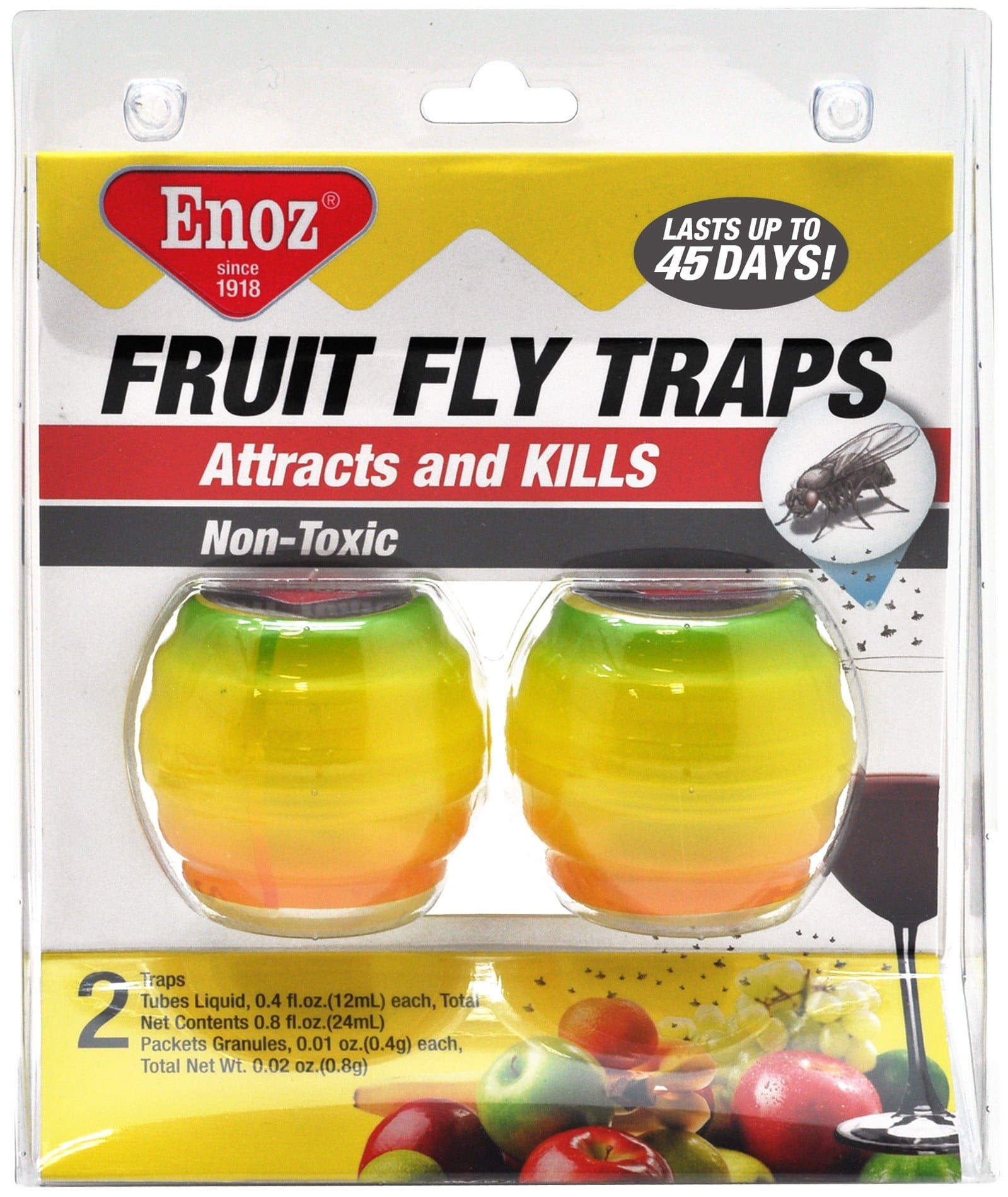 Enoz Fruit Fly Trap Kitchen Fruit Fly Trap .4 Oz 2 Ct 