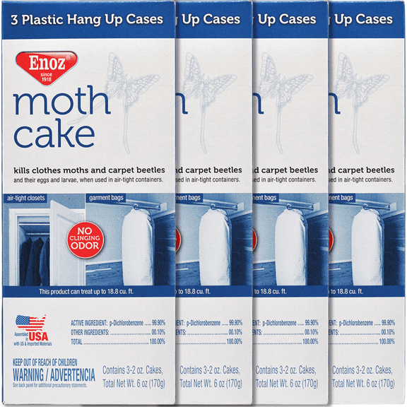 Enoz Hanging Clothes Moth & Carpet Beetle Killer Cakes, Odorless Moth Repellant, 2 oz, 12-Pack