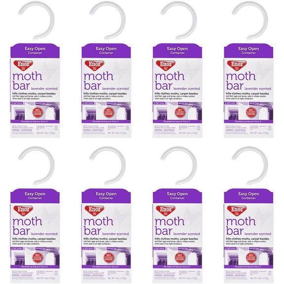 Enoz Lavender Scented Moth Bars, Moth Killer for Clothes Moths and Carpet Beetles, 6 oz, 8 Pack