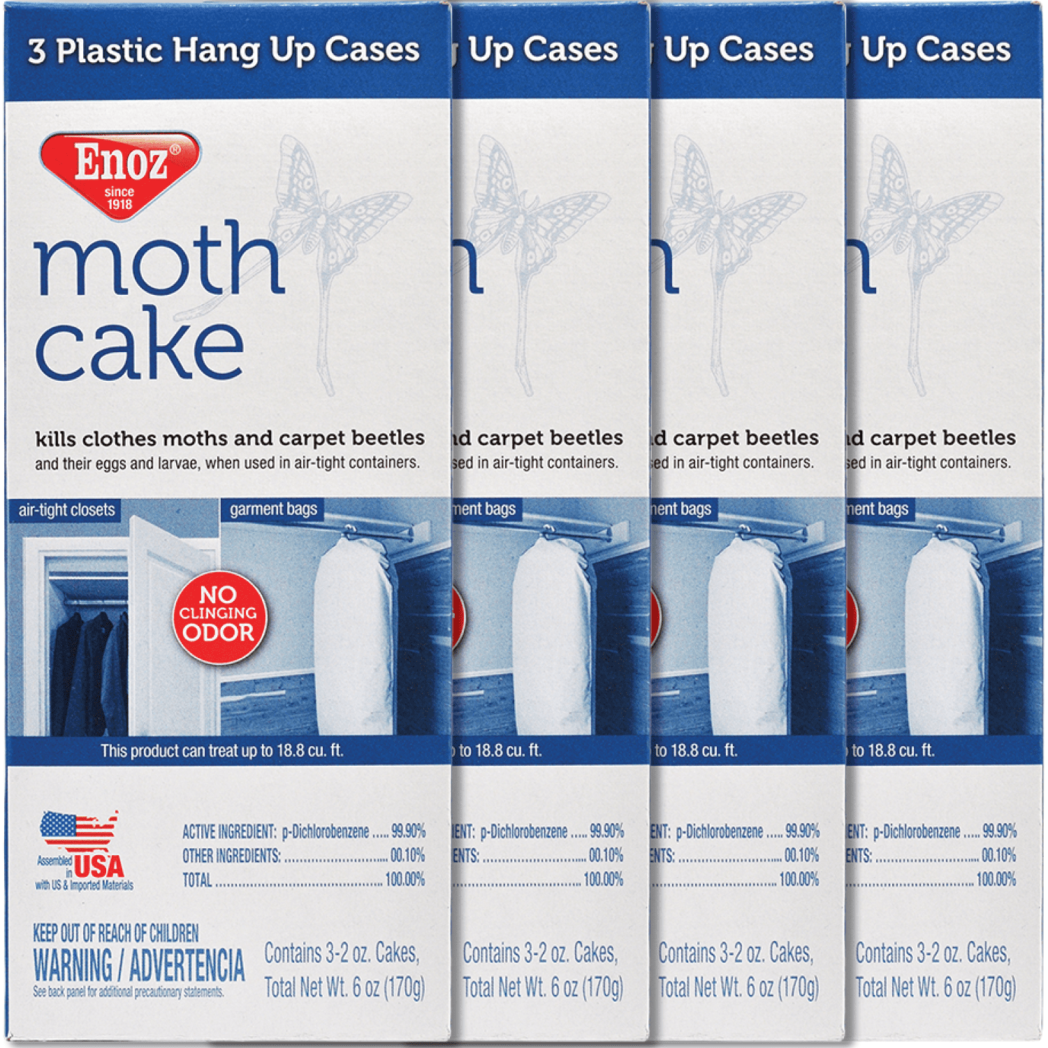 Enoz Moth Cake, Hanging Moth and Carpet Beetle Killer, 2 oz Cakes, 12 Ct