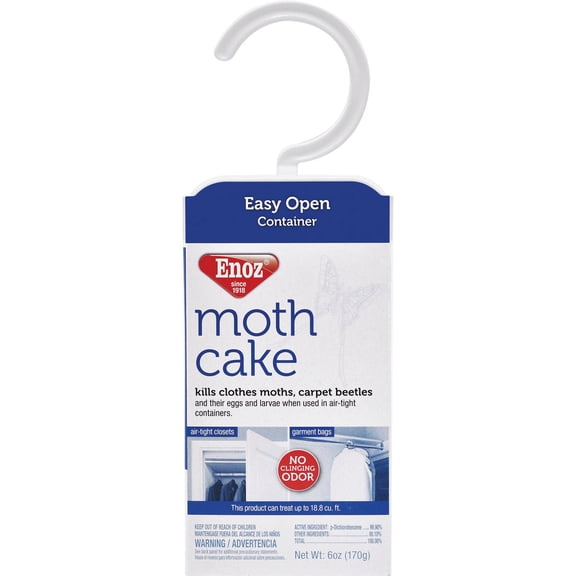 Enoz Moth Cakes  6 oz (6 Pack)  Easily Hangs in Closets & Garment Bags  Kills Clothes Moths, Carpet Beetles, Eggs & Larvae  Treats Up to 18.8 Cubic Feet