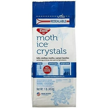 Enoz Moth Ice Crystals, Killer for Clothes Moths & Carpet Beetles, Resealable, 16 oz