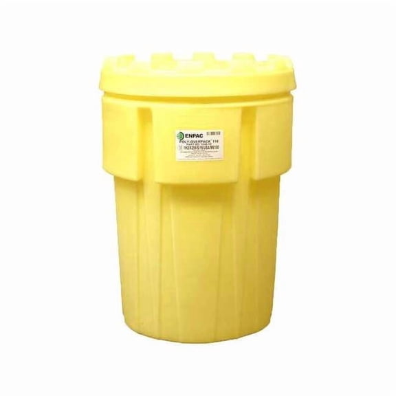 Open Head Salvage Drum, Polyethylene, 103 gal, Unlined, Yellow 1040-YE
