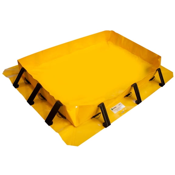 Enpac Stinger Yellow Jacket Snap-Up Spill Berm, 4'x4', Yellow, Chemically Resistant, Drive-Over Capability, Low Profile, Lightweight, 8" Side Wall