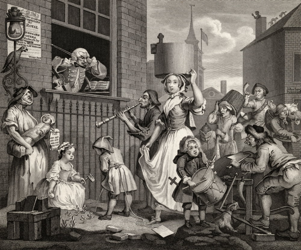 The Enraged Musician From The Original Design By Hogarth From The Works Of Hogarth Published London 1833 Canvas Art - Ken Welsh  Design Pics (16 x 13)