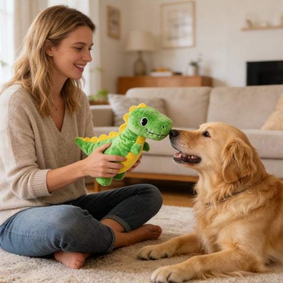 Enrichment Puppy Play Set, Dog Enrichment Toys Small Dogs, Interactive Dog Toys for Small Dogs, Oral Relief, Plush Interactive Toys Figures, 1Pc 8X4.5X3 in Green Squeaky Dinosaur