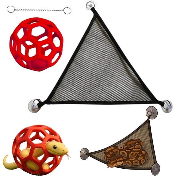 Enrichment Snake Toys Ball L Reptiles Climbing Toy Decor, with Hammock & Chain, Red