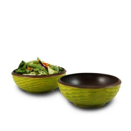 Enrico Mango Wood Honeycomb Side Salad Bowl in Avocado Green