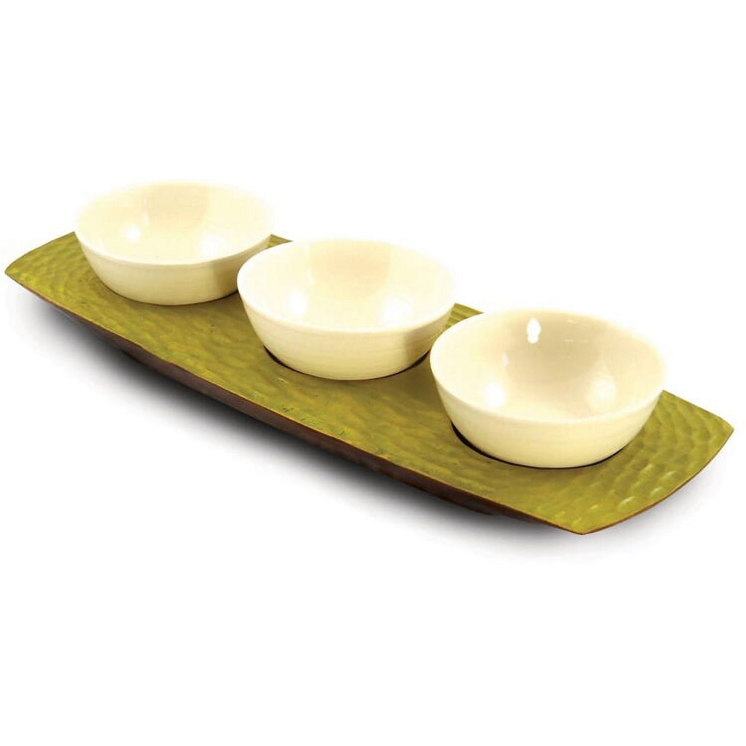 Enrico Casual Dining Avocado Mango Wood 3 Bowl Serving Tray