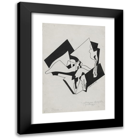 Enrico Prampolini 11x14 Black Modern Framed Museum Art Print Titled - Spatial Construction; Landscape (1919)
