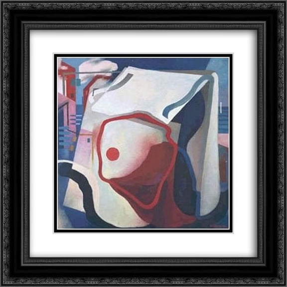 Enrico Prampolini 2x Matted 20x20 Black Ornate Framed Art Print 'Syntheses of Naples'
