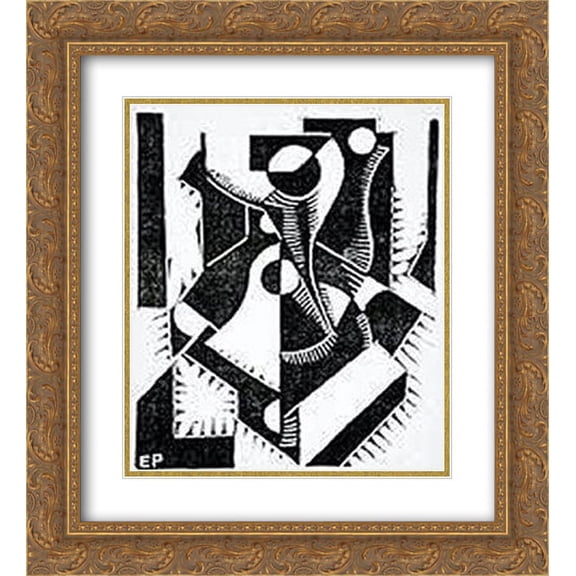 Enrico Prampolini 2x Matted 20x24 Gold Ornate Framed Art Print 'Untitled'