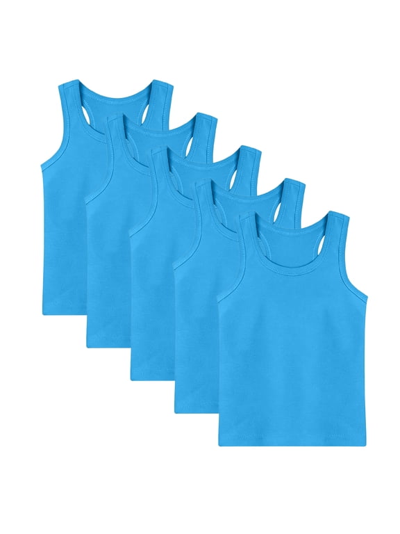 5 Pack Toddler Cotton Tank Top for Boys and Girls Summer Kids Undershirts Racerback Sleeveless Tops 1-13 Y