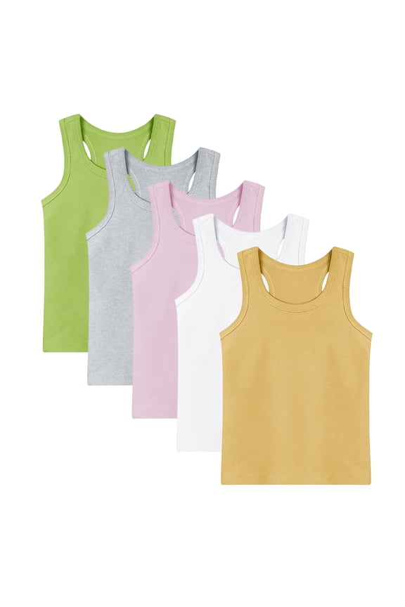 5 Pack Toddler Cotton Tank Top for Boys and Girls Summer Kids Undershirts Racerback Sleeveless Tops 1-13 Y