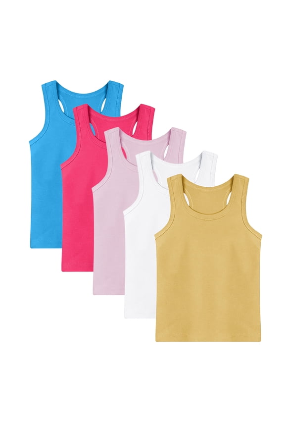 5 Pack Toddler Cotton Tank Top for Boys and Girls Summer Kids Undershirts Racerback Sleeveless Tops 1-13 Y