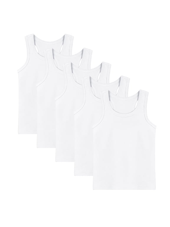 5 Pack Toddler Cotton Tank Top for Boys and Girls Summer Kids Undershirts Racerback Sleeveless Tops 1-13 Y