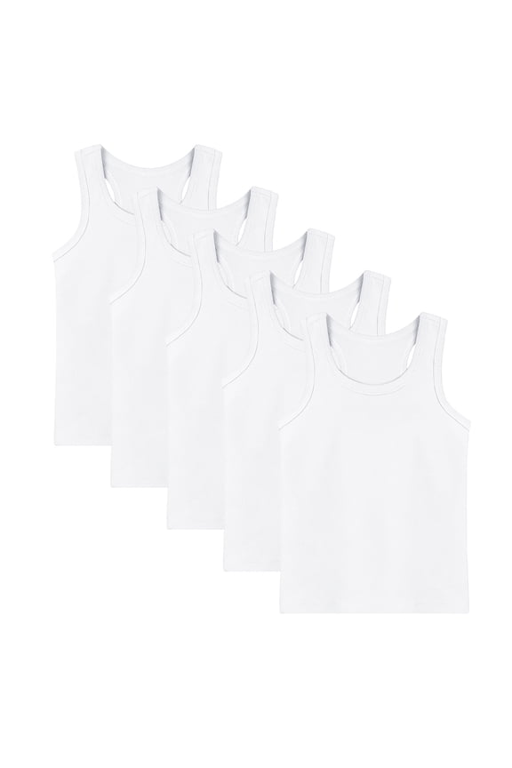 5 Pack Toddler Cotton Tank Top for Boys and Girls Summer Kids Undershirts Racerback Sleeveless Tops 1-13 Y