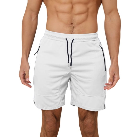 Enridrech Athletic Shorts for Men Running Hiking Quick Dry Breathable Drawstring Elastic Waist Trunks with Zipper Pockets