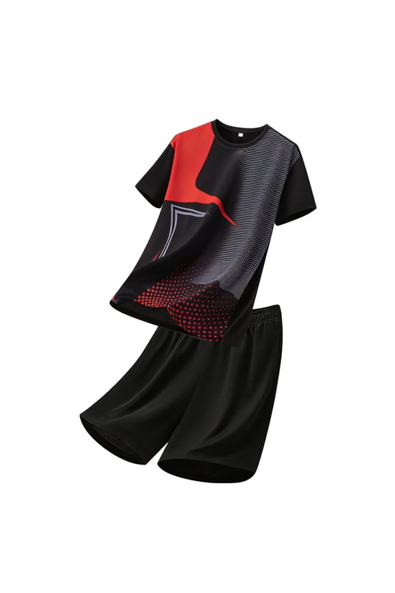 Big and Tall Athletic Set for Men Fashion Sport Running Workout Mesh Short Sleeve Top and Shorts Summer Sweatsuit