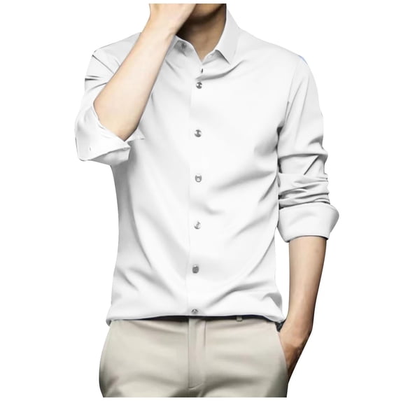 Enridrech Big and Tall Shirts for Men Comfortable Collared Business Button down Shirt Fashion Solid Color Tops