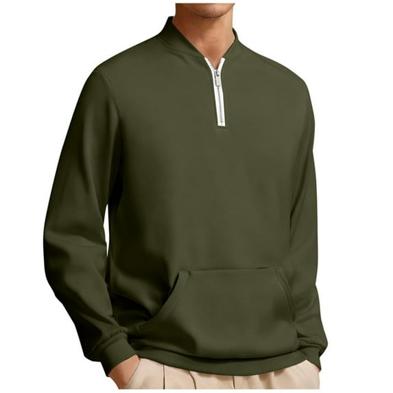 Enridrech Big and Tall Sweatshirt for Mens Basic Quarter Zipper Long Sleeve Loose Solid Color Shirts with Pocket