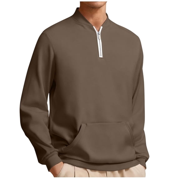 Enridrech Big and Tall Sweatshirt for Mens Basic Quarter Zipper Long Sleeve Loose Solid Color Shirts with Pocket