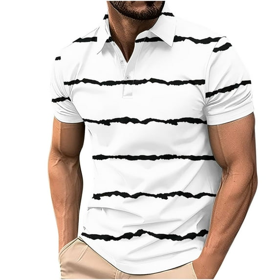 Enridrech Big and Tall Tee for Men Comfort Collared Short Sleeve Clothes Top Summer Fashion Color Block Striped T Shirt