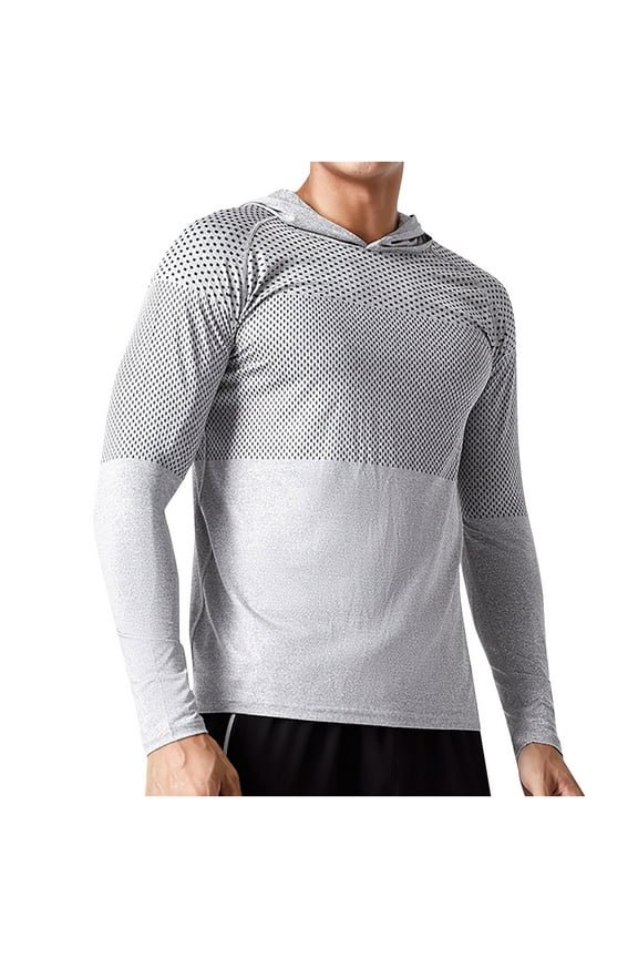Big and Tall Tee for Men Lightweight Thin Hoodies Top Breathable Basic Long Sleeve T Shirts for Running Hiking